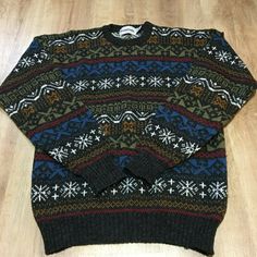 Vintage Men's McGregor Crew Neck Pullover Sweater.  Multi-color geometric pattern.  Ribbed collar and hems.  100% Acrylic Size XL In excellent condition.  Measurements (These are taken when items are laid flat. All measurements are within a 1/4."): Shoulder to bottom waist hem: 29" Armpit to bottom waist hem: 19" Shoulder to shoulder: 24" Armpit to armpit: 23"   U.S. SELLER     PLEASE NOTE: This is a used item and may have normal wear. All items are carefully inspected and any major flaw is note Grandpa Sweater Men, Green Grandpa Sweater, Vintage Crew Neck Polo Sweater, 90s Mens Sweater, Vintage Sweaters 90s Men, Random Clothes, Acrylic Sweater, Pullover Sweater, Vintage Men