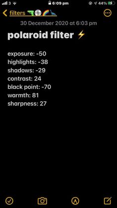 the polaroid filter is displayed on an iphone's screenshot with other options