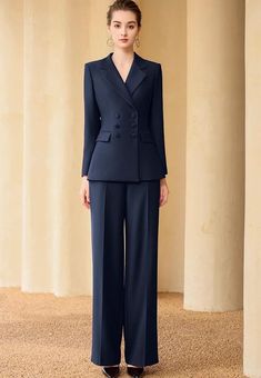 Wide Leg DoubleBreasted Pantsuit – FashionByTeresa Luxury Double-breasted Pantsuit For Work, Luxury Double-breasted Pantsuit For Office, Classic Wide-leg Office Pantsuit, Elegant Double-breasted Pantsuit With Notch Lapel, Modern Suits For Women, Luxury Classic Double-breasted Pantsuit, Double Breasted Suit Women, Old Money Outfits Dress, Old Money Outfits Aesthetic