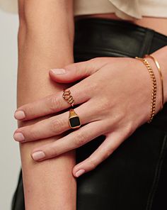 Squiggle Wavy Stacking Ring | 18ct Gold Plated Vermeil | Missoma Simple Ring Design, Lucy Williams, Spinel Gemstone, Simple Band, Ring Stack, Silver Stacking Rings, Star Earrings Stud, Demi Fine Jewelry, Black Spinel