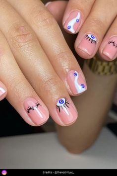 50+ Captivating Evil Eye Nail Ideas for Stunning Manicures - WomenSew Evil Eye Nail Ideas, Evil Eye Nail Designs, Evil Eye Nail, Olive Branch Tattoo, Lemon Nails, Branch Tattoo, Eye Nails, Eye Symbol