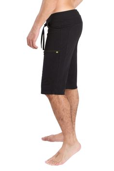 "These American-made light-weight Modal (Birch Tree) Mens Yoga Shorts have a \"cut off\" look - perfect for all climates! 2x1 RIB fabric piping extends uninterupted from the sides up & above the rear-end -- providing exceptional stability & flexibility during strenuous workouts! These will be your favorite shorts ever!! ❤ MADE IN USA! Perfect for all sports including Yoga, Pilates & Tennis -- each short pocket can comfortably carry 2-3 tennis balls. SIZING GUIDE: For size Small you c Sporty Bermuda Bottoms With Built-in Shorts, Sporty Pants With Built-in Shorts, Functional Relaxed Fit Bottoms With Built-in Shorts, Casual Short Leg Pants For Gym, Relaxed Fit Bottoms With Built-in Shorts For Outdoor Activities, Sports Knee-length Shorts With Pockets, Gym Bottoms With Pockets And Short Legs, Cotton Gym Bottoms With Pockets, Cotton Activewear With Pockets Short Leg