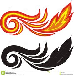 an abstract design with flames and swirls in the form of waves on a white background