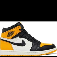 Awesome High-Top Air Jordans In The ‘Taxi’ Yellow Toe Colorway From 2022. Colorblock Leather Upper In White With Yellow Toe Box And Heel, Black Forefoot Overlay, And Black Signature Swoosh. Retro Wings Logo On The Side. Brand New, Never Worn, No Box, Men's Size 5.5. Yellow Sneakers With Rubber Sole For Streetwear, Yellow Sports Sneakers With Contrast Sole, Yellow Sneakers With Contrast Sole For Sports, Yellow Sneakers For Sports With Contrast Sole, Yellow Casual Basketball Shoes With Contrast Sole, Casual Yellow Basketball Shoes With Contrast Sole, Yellow Leather Sneakers For Streetwear, Yellow Low-top Custom Sneakers For Streetwear, Yellow Lace-up Sneakers For Streetwear