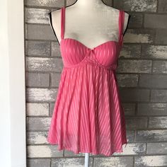 Babydoll By Nice Or Naughty Size M Pink Color Adjustable Straps Fits A Or B Cup Has Panties Armpit To Armpit With Stretch 17” Length 26” Nwt Flirty Camisole Sleepwear With Built-in Bra, Pink Camisole With Built-in Bra For Bedtime, Flirty Pink Sleepwear With Built-in Bra, Summer Sheer Underwire Sleepwear, Flirty Camisole For Beach, Pink Flirty Sleepwear With Built-in Bra, Pink Underwire Camisole With Built-in Bra, Underwire Sleepwear With Built-in Bra For Bedtime, Pink Underwire Sleepwear