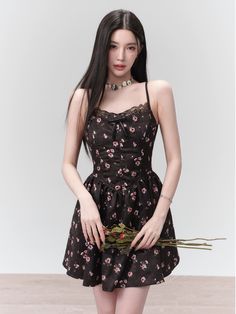 ❤︎Flower Suspender Camisole Dress❤︎ Short One Piece, Floral Slip Dress, Spaghetti Strap Mini Dress, Camisole Dress, Floral Lace, Lace Trim, Spaghetti Strap, Slip Dress, Perfect Fit