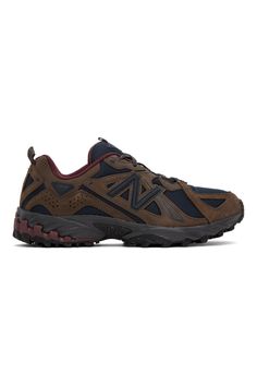 New Balance: Brown & Blue 610V1 Sneakers | SSENSE New Balance For Women, New Balance Brown, Dark Floral Dress, New Balance Outfit, Cowgirl Jeans, Military Coat, Brown And Blue, Classic Wardrobe, Suede Sneakers