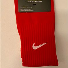 Unisex Nike Knee High Socks Nwt Available In Men’s Size 6-8 Women’s 8-10 And Men’s Size 8-12 Women’s Size 10-13 Sporty Red Cotton Socks, Casual Breathable Red Socks, Casual Red Breathable Socks, Red Sports Socks For Winter, Red Winter Sports Socks, Nike Sports Socks For Winter, Nike Winter Sports Socks, Red Non-slip Comfortable Socks, Red Casual Sports Socks