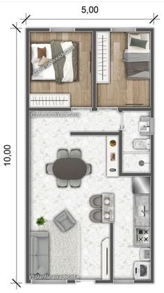 the floor plan for a small apartment with one bedroom and an attached living room area