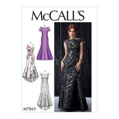 a women's evening gown and dress sewing pattern from the mccalls book,