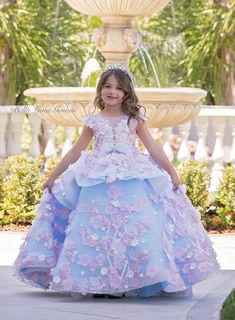 HAUTE COUTURE Dress, Girls Formal Blue and Pink Ball Gown Princess Dress, Girls Pageant Dress, Flower Girl Dress, Birthday Dress - Etsy Dresses With Corsets, Bday Dress, Big Dresses, Cherry Dress, Kids Gown, Pearl Dress, Dress Order, Pageant Dress, Flower Girls