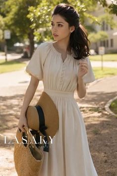 Lasaky - Elegant Vintage Maxi Dress with a Romantic Touch 40s Mode, Romantic Maxi Dress, French Dress, Cottagecore Dress, Vestidos Vintage, Vintage Maxi Dress, Prairie Dress, Lovely Clothes, White Dress Summer