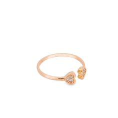 Discover sophistication with our elegant 14k gold band ring, boasting a delicate design that embodies modern minimalism. Its dainty form is accentuated by two hearts, each cradling a shimmering cubic zirconia stone that catches the light with every movement. P R O D U C T ∙ M E A S U R E M E N T S * 100% 14k Solid Gold * Weight: 1.26g  *  Stone Diameter: 5mm/ 0.2 inch  * Band Width: 1.5mm/ 0.1 inch  Delivery:  * Ready to ship in 1 business day. * Delivers in 1 to 5 days depending on location and Dainty Rose Gold Heart Ring With Cubic Zirconia, Elegant Double Heart Rose Gold Ring, Elegant Rose Gold Double Heart Rings, Stackable Rose Gold Heart Promise Ring, Minimalist Rose Gold Heart Ring For Promise, Minimalist Rose Gold Heart Promise Ring, Elegant Rose Gold Midi Rings For Valentine's Day, Elegant Stackable Midi Rings For Valentine's Day, Romantic Rings