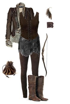 Medieval Outfit Women, Golden Goose Boots, Larp Fashion, Medieval Outfit, Tassel Jacket, Warrior Outfit, Outfit Polyvore, Movie Inspired Outfits