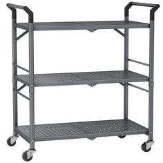 PRICES MAY VARY. Extra Storage Space: The utility cart will increase the 3-floor vertical storage space. Each tier can accommodate 2 microwaves, 4 toasters, or 6 large stockpots, making it perfect for organizing your kitchen essentials. Size: 27.1" Length x 13.1" Width x 37.2" Height Inches. Premium Metal Material: Made of robust metal material and powered coated, stable and sturdy. It’s ideal for your garage storage needs. Smooth 360° Casters & Handles: Equipped with 4 metal casters (2 with lat Kitchen Gray, Metal Cart, Folding Cart, Rolling Utility Cart, Cart With Wheels, Garage Kitchen, Serving Cart, Utility Cart, Vertical Storage