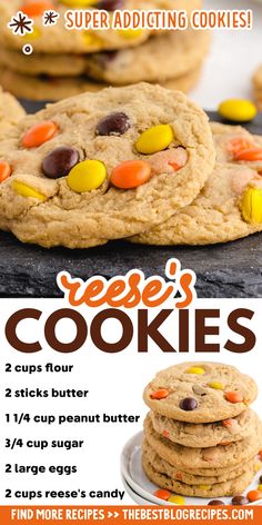 Reese's Cookies are soft, fluffy, and full of Reese's Pieces. These are the perfect cookies for those chocolate peanut butter candy lovers!
#ReesesCookies #PeanutButterCookies #ChocolatePeanutButter #CookieRecipes #BakingFromScratch #SweetTreats #ReesesLovers #ChocolateCookies #CookieLovers Reese's Cookies, Chewy Peanut Butter Cookie Recipe, Reese's Pieces Cookies, Reeses Cookies, Reeses Candy, Candy Bar Cookies, Butter Candy, Reese's Pieces, Cookies Healthy