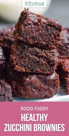 chocolate brownies stacked on top of each other