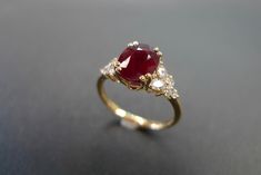 GRS Certified Oval Shape Natural Ruby With Marquise Diamond and Round Brilliant Cut Diamond Engagement Ring in 18K Yellow Gold - Etsy Amber Engagement Ring, Brilliant Cut Diamond Engagement Ring, Marquise Shape Diamond, Ruby Engagement Ring, Colorless Diamond, Marquise Cut Diamond, 18k Yellow Gold Ring, Marquise Diamond, Marquise Cut