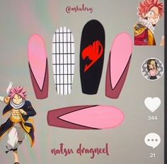 Fairy Tail Nail Art, Fairy Tail Nails, Anime Nails Acrylic, Anime Themed Nails, Anime Nail Designs, Anime Nails Art, Anime Nail Art, Anime Nail, Disney Acrylic Nails