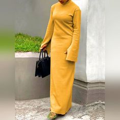 8% Spandex 82% Treated Polyester Casual Yellow Long Sleeve Maxi Dress, Yellow Maxi Dress For Fall, Casual Yellow Oversized Maxi Dress, Oversized Yellow Maxi Dress, Oversized Yellow Dresses For Fall, Oversized Yellow Dress For Fall, Chic Long Yellow Dress, Long Yellow Dress For Fall, Yellow Long Oversized Dresses