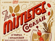 an advertisement for a cocktail called the mistel cocktail, featuring a gingle and cranberries