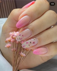 Girly Acrylic, Finger Nails, Short Acrylic Nails Designs, Pink Nail, Sparkly Nails, Elegant Nails, Pedicures, Floral Nails