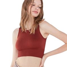 Seamless High Neck Bra Top/Crop Muscle Ribbed Stretch Tank Top Brand: Out From Under By Urban Outfitters Color: Maroon Size: M/L (Can Also Fit Xs/S) Total Length: 11.5" Condition: Nwot, New, Unworn Condition Red Ribbed Stretch Tank Top, Red Stretch Ribbed Tank Top, Trendy Red Ribbed Tank Top, Seamless Cropped Red Crop Top, Seamless Red Cropped Crop Top, Red Seamless Crop Top Tank, Trendy Red Seamless Tank Top, Casual Red Seamless Tops, Red Ribbed Sleeveless Crop Top