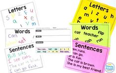 four different types of sight words are shown in three different colors and styles, including one with