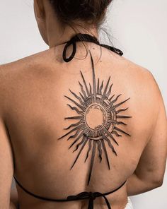 Sun Moon And Snake Tattoo, Back Sun And Moon Tattoo, Sun And Moon Shoulder Tattoos For Women, Traditional Astrology Tattoo, Sun Moon Knee Tattoo, Sun Tattoo Behind The Ear, Sun Moon Chest Tattoo, Moon And Sun Tattoo Ideas, Celestial Sun Art