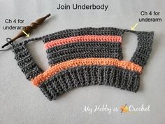 crochet stitches are used to make the top part of an armwarf