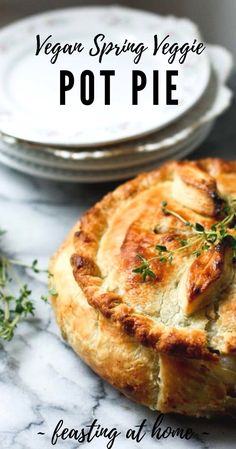 a vegetable pot pie sitting on top of a table