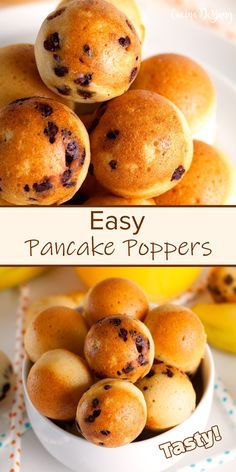 Pancake Puffs Muffin Tins, Easy Cute Brunch Ideas, Things To Cook Healthy, Small Pancakes Ideas, Pancake Balls Cake Pop Maker, Bacon Pancake Bites, Yummy Things For Breakfast, Bake Good Recipe, Brunch Pancakes Ideas