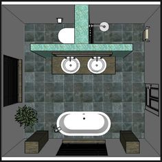 a bathroom with a sink, toilet and bathtub in it's center area