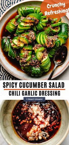 spicy cucumber salad with chili garlic dressing is an easy and healthy side dish