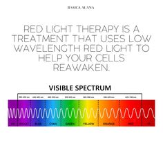 The number one mechanism of Red Light Therapy is an increase in energy output (adenosine triphosphate) from the mitochondria. Visible Spectrum