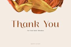 a thank card with an orange flower on it