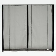 an open window with sheer curtains on the outside and black trim around the edges, in front of a white background