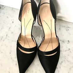 Never Used Classic Black Stiletto In Satin Material With A 3 1/2 Inch Heel. Size 9. Elegant Kate Spade Ankle Strap Heels, Elegant Kate Spade Heels With Heel Strap, Kate Spade Pointed Toe Evening Heels, Elegant Kate Spade Almond Toe Heels, Elegant Kate Spade High Heels, Elegant Kate Spade Evening Heels, Elegant Kate Spade Heels For Evening, Kate Spade Elegant Closed Toe Heels, Kate Spade Almond Toe Heels For Party