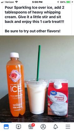 there is a drink, milkshake and ice cream next to each other on the table