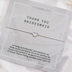 thank you bridesmaid bracelet with heart charm