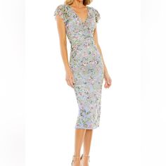 Size 6 Dress Color - Please Select Slate Blue Multi I Purchased This For My Daughter’s Wedding And It Is Too Small. Madame Bridal Has A Strict No Return Policy. Never Been Worn Blue Floral Embroidered Evening Dress For Spring, Blue Floral Embroidery Evening Dress For Spring, Blue Floral Embellished Midi Dress, Fitted Embellished Midi Dress For Garden Party, Embellished Fitted Midi Dress For Garden Party, Elegant Embellished Midi Dress For Garden Party, Elegant Embellished Dress For Garden Party, Embellished Short Sleeve Evening Dress For Spring, Blue Embellished Evening Dress For Spring