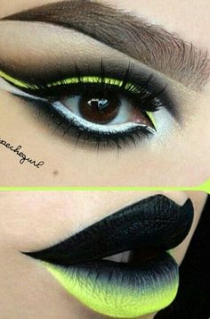 Extreme Make-up, Maquillage Yeux Cut Crease, Yellow Makeup, Smink Inspiration, Gothic Makeup, Dark Makeup