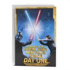 a star wars movie poster with two lightsabes on the front and one in the back