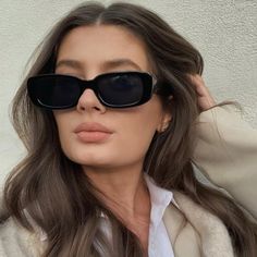 New Black Women’s Sunglasses. Stylish And Chic. Classic Modern Look. Small Sunglasses, نظارات شمسية, Uv Sunglasses, Black Rectangle, Trendy Sunglasses, Shades Sunglasses, Cool Sunglasses, Rectangular Sunglasses, Stylish Sunglasses