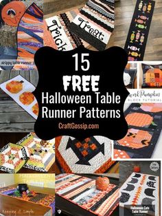 a collage of halloween table runner patterns