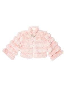 Feel cozy and warm when wearing the lush Winter Wonderland Jacket in Pink. Created from shaved faux fur, in the middle sits a crystal bow embellishment the connects in to a hook-and-eye to close the jacket. Ensuring your little one is able to fully immerse herself in the festivities without a shiver. Shipping and Returns This product can be returned/exchanged within 20 days of receiving the item. All orders are dispatched from our Sydney, Australia warehouse. SHIPPING EST. TIMEFRAME FREE FOR ORD Fitted Faux Fur Coat For Cold Weather, Faux Fur Long Sleeve Outerwear With Feather Trim, Faux Fur Outerwear With Feather Trim And Long Sleeves, Fluffy Mink Long Sleeve Outerwear, Fluffy Mink-colored Long Sleeve Outerwear, Winter Fur Coat With Feather Trim And Long Sleeves, Long Fur Coat With Feather Trim For Winter, Long Sleeve Fur Coat With Feather Trim For Winter, Winter Long Sleeve Outerwear With Feather Trim