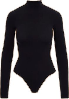 Elegant High Neck Elastane Bodysuit, Elegant High Neck Bodysuit In Elastane, Elegant Turtleneck Bodysuit For Night Out, High Neck Bodysuit For Workwear In Fall, Fall Workwear High Neck Bodysuit, Fall Workwear Bodysuit With High Neck, Elegant Turtleneck Bodysuit For Workwear, Elegant High Neck Bodysuit For Work, Elegant Turtleneck High Stretch Bodysuit