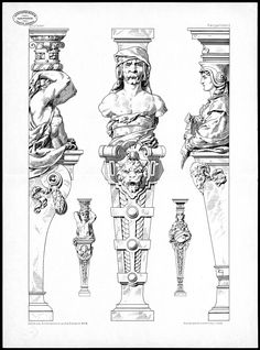 three different types of vases and statues