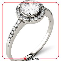 in stock Round Halo Ring, Charles And Colvard Moissanite, Round Halo, Halo Rings, Halo Ring, White Rose Gold, Or Rose, Halo, White Gold