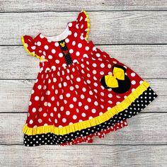 Perfect For Everyday, Days At Disney, Or Halloween! Add Mouse Ears And Red Shoes And Your Costume Is Complete! Handmade By A Mama In The South, This Is New “With Tags” (She Doesn’t Actually Put Tags On Her Clothes As They Are All Custom Made. Check Out The Ruffles! The Mouse Pockets With Yellow Bow! The Details Are Amazing. Comes With Coordinating Bloomers. Playful Fitted Minnie Mouse Dress, Minnie Mouse Cotton Short Sleeve Dress, Red Cotton Minnie Mouse Dress, Deer Dress, Playful Cotton Dress With Minnie Mouse Details, Playful Minnie Mouse Summer Dress, Pink Heart Dress, Vintage Prairie Dress, 4th Of July Dresses